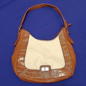 Light brown,cream foe leather bag with fake animal skin detailing